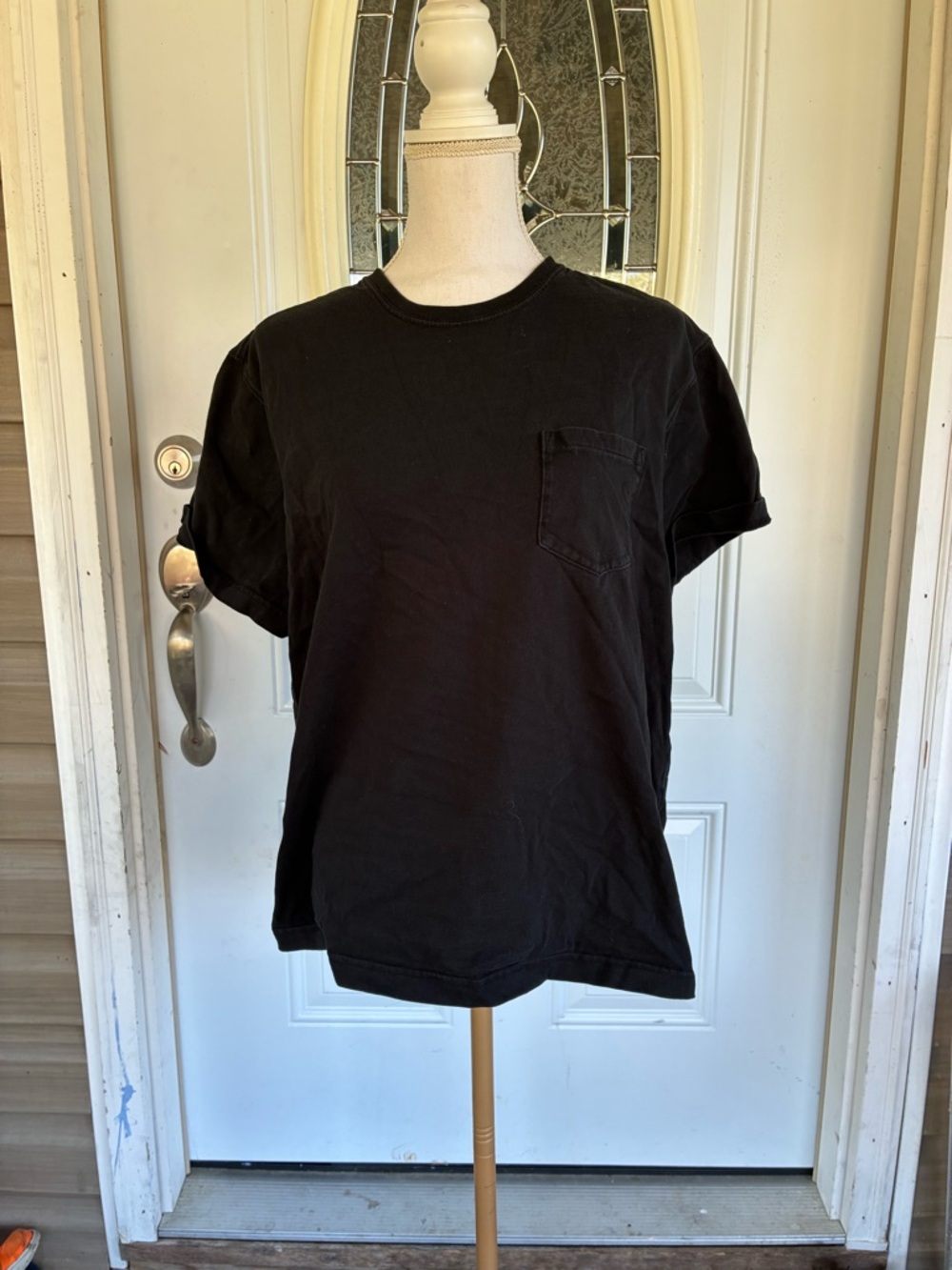 Plain Black Pocket Crew Neck T-Shirt for Men